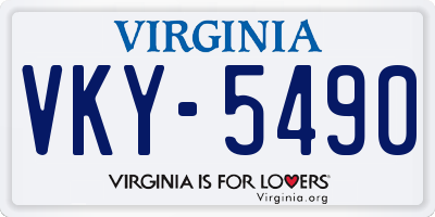 VA license plate VKY5490