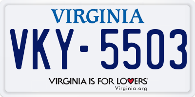 VA license plate VKY5503