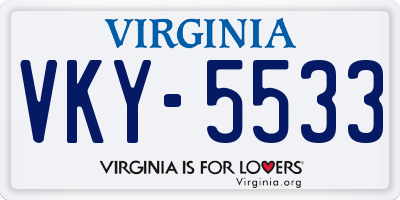 VA license plate VKY5533