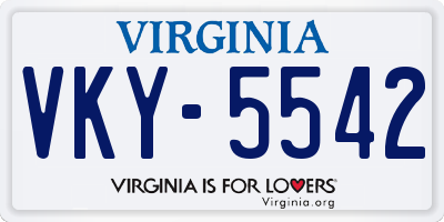 VA license plate VKY5542