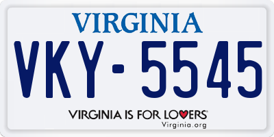 VA license plate VKY5545
