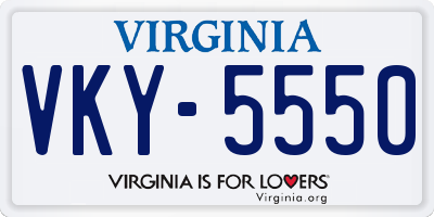 VA license plate VKY5550