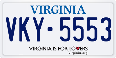 VA license plate VKY5553