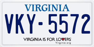 VA license plate VKY5572