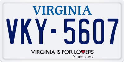 VA license plate VKY5607