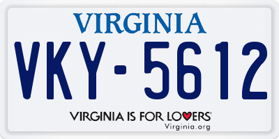 VA license plate VKY5612