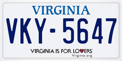 VA license plate VKY5647
