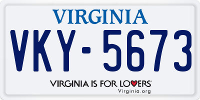 VA license plate VKY5673