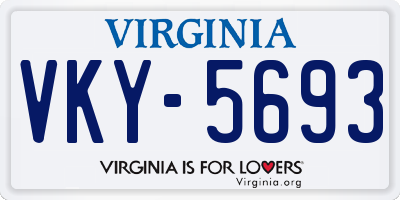 VA license plate VKY5693