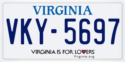 VA license plate VKY5697