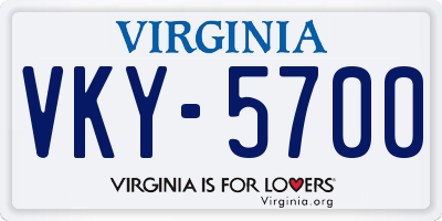 VA license plate VKY5700
