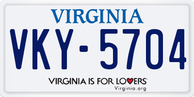 VA license plate VKY5704