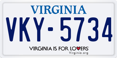 VA license plate VKY5734