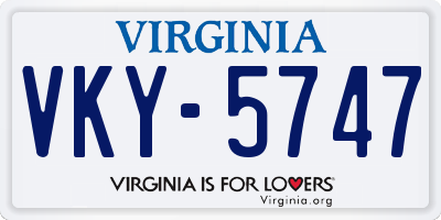 VA license plate VKY5747
