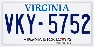 VA license plate VKY5752