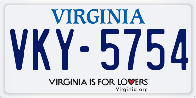 VA license plate VKY5754
