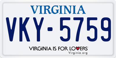 VA license plate VKY5759