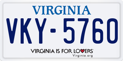 VA license plate VKY5760