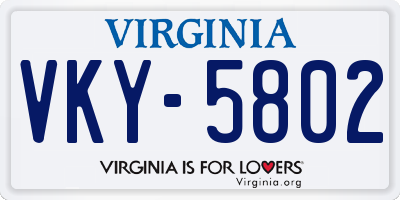 VA license plate VKY5802