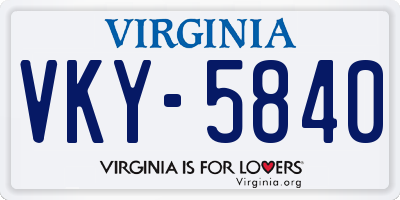 VA license plate VKY5840