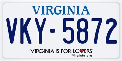 VA license plate VKY5872