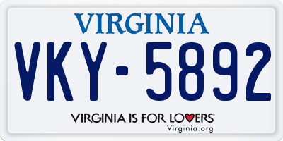 VA license plate VKY5892