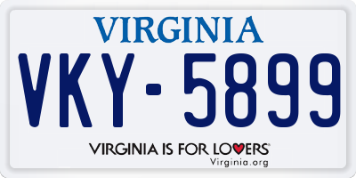 VA license plate VKY5899