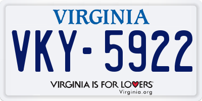 VA license plate VKY5922