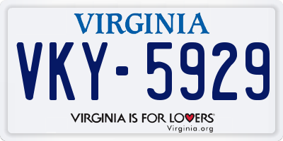 VA license plate VKY5929