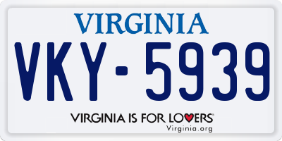 VA license plate VKY5939
