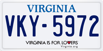 VA license plate VKY5972