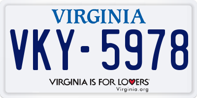 VA license plate VKY5978