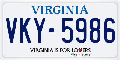 VA license plate VKY5986