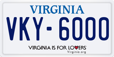 VA license plate VKY6000
