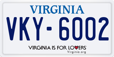 VA license plate VKY6002