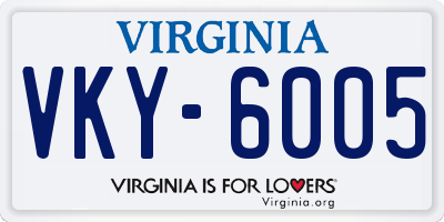 VA license plate VKY6005