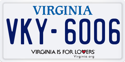 VA license plate VKY6006