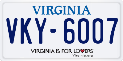 VA license plate VKY6007