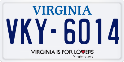 VA license plate VKY6014