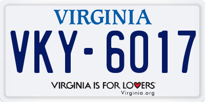 VA license plate VKY6017