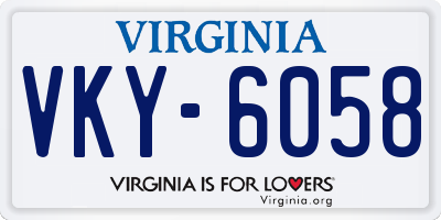 VA license plate VKY6058