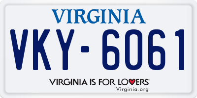 VA license plate VKY6061