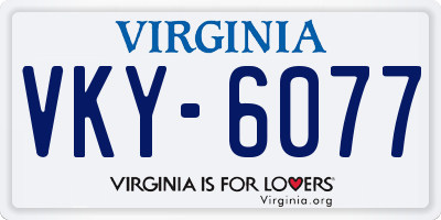 VA license plate VKY6077