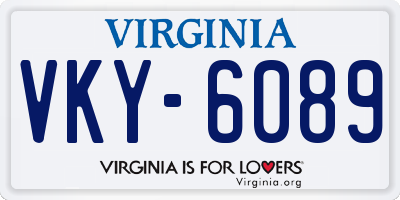 VA license plate VKY6089