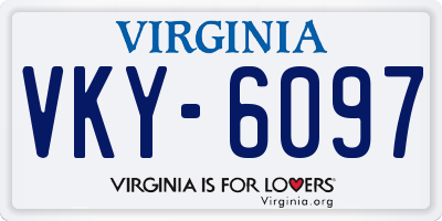 VA license plate VKY6097