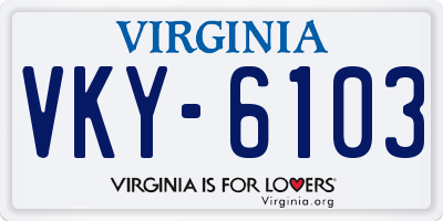 VA license plate VKY6103