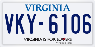 VA license plate VKY6106