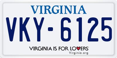 VA license plate VKY6125