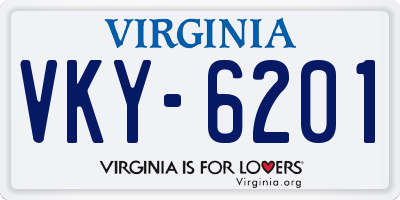 VA license plate VKY6201