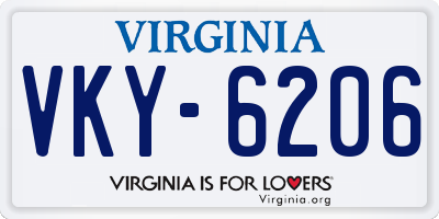 VA license plate VKY6206